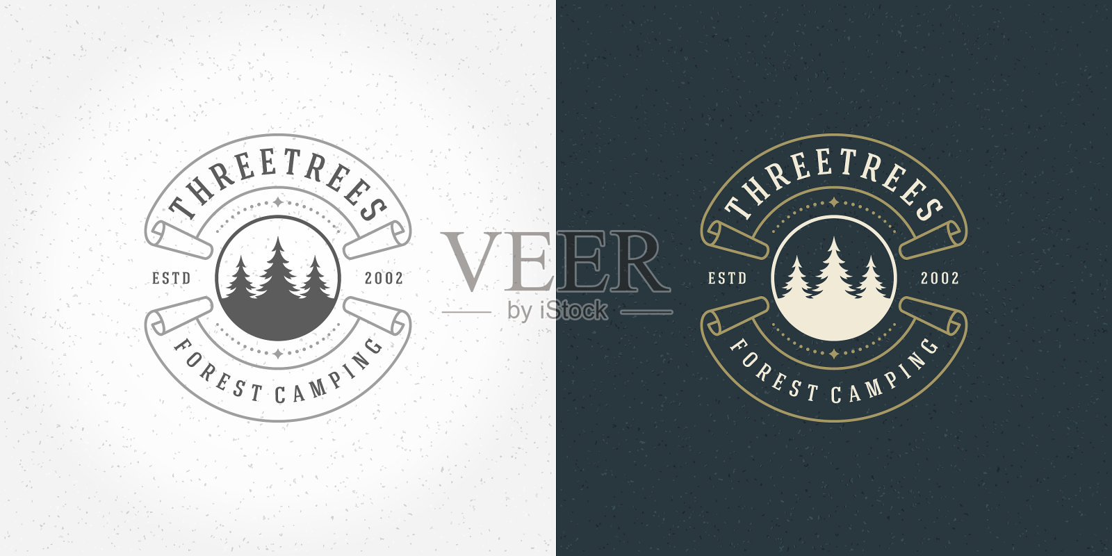 森林露营标志标志户外探险插画图片素材