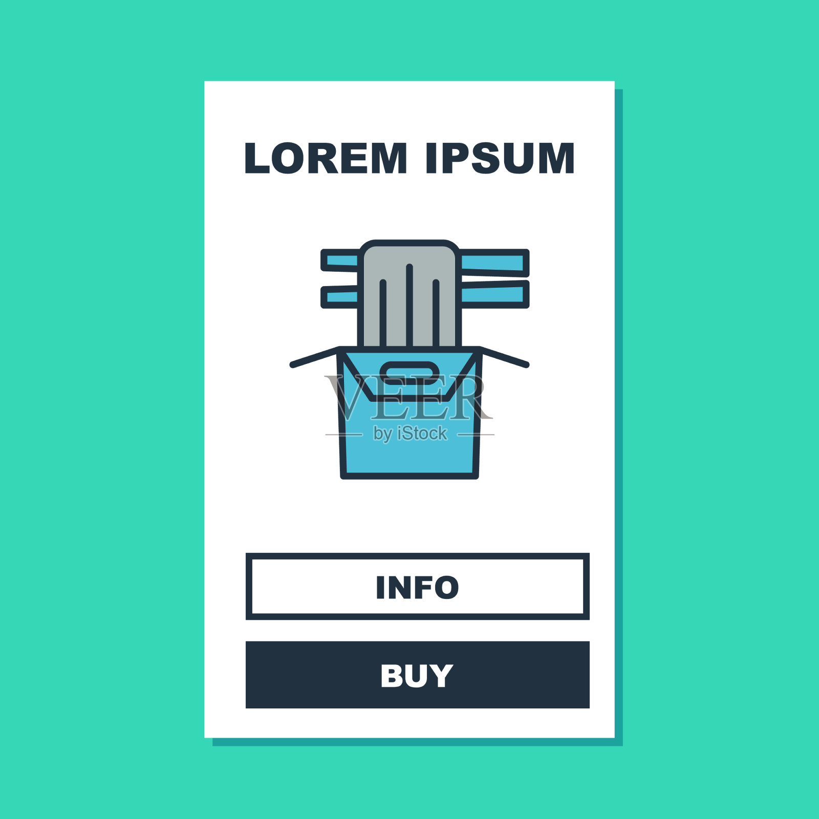 填充轮廓亚洲面条在纸盒和插画图片素材