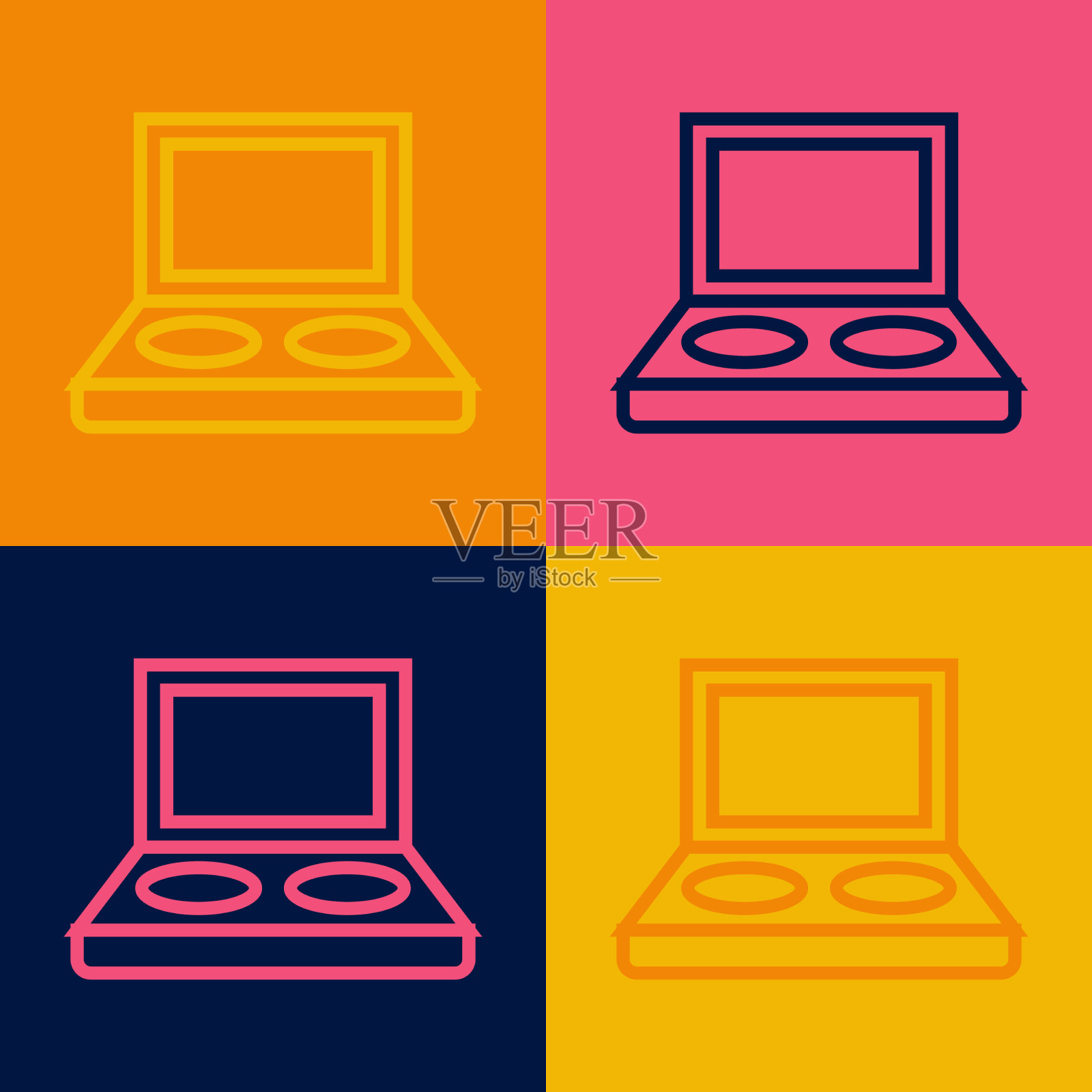 流行艺术线条眼影调色板刷图标插画图片素材