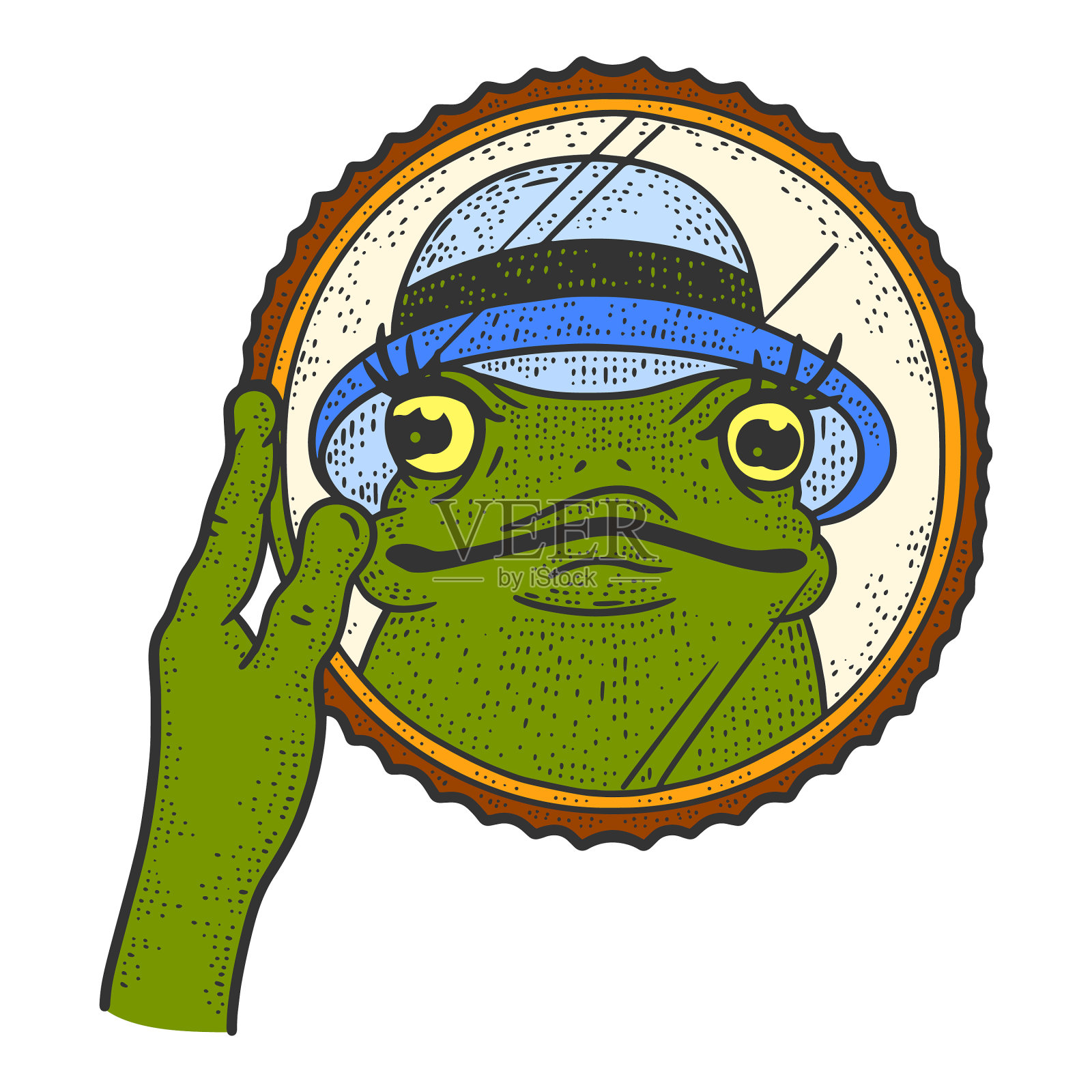 戴着帽子的漂亮青蛙在照镜子设计元素图片