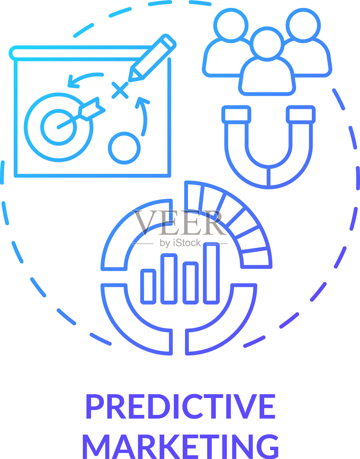 预测营销蓝色梯度概念图标插画图片素材