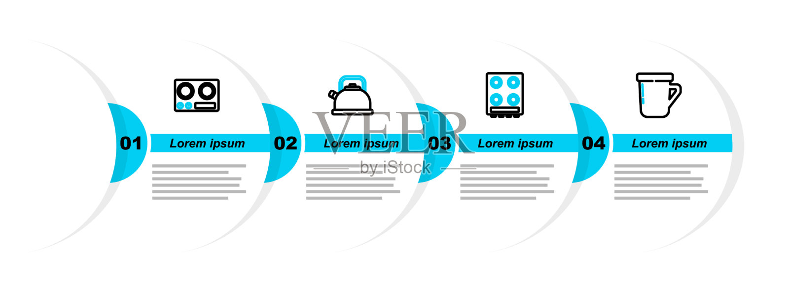 有把手的咖啡杯、煤气炉、水壶图标素材