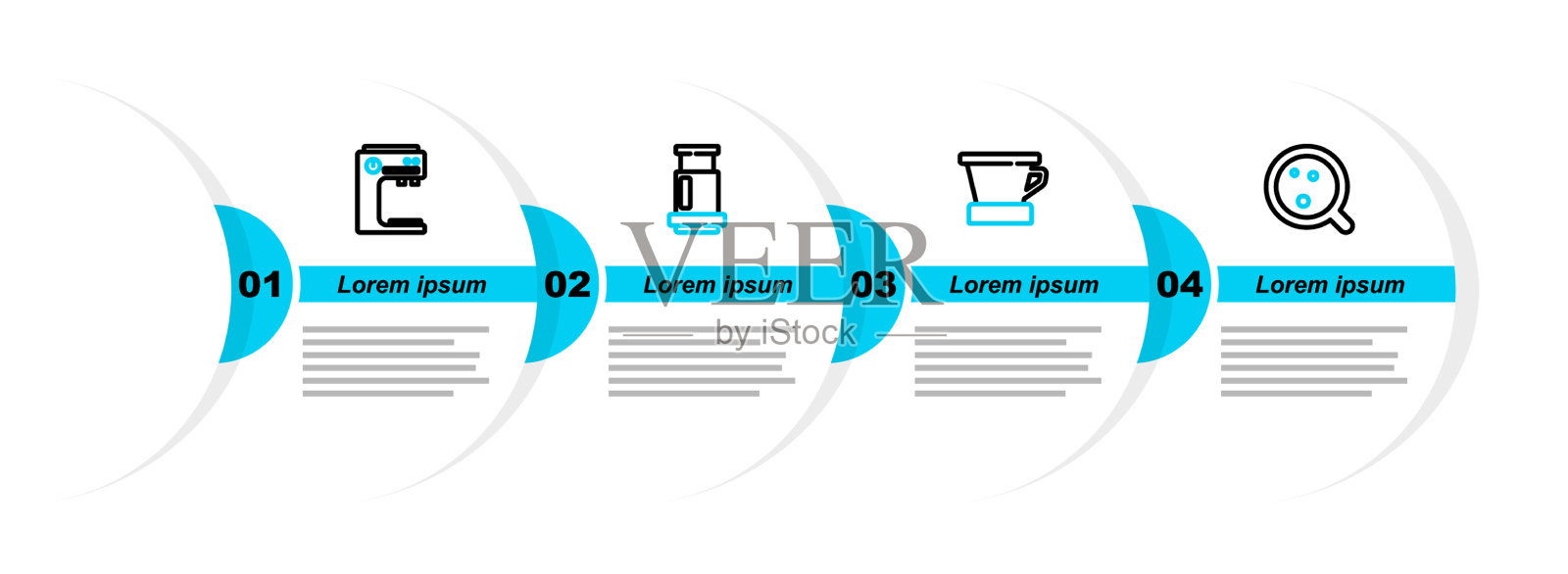 设置线咖啡杯v60咖啡机aeropress图标素材