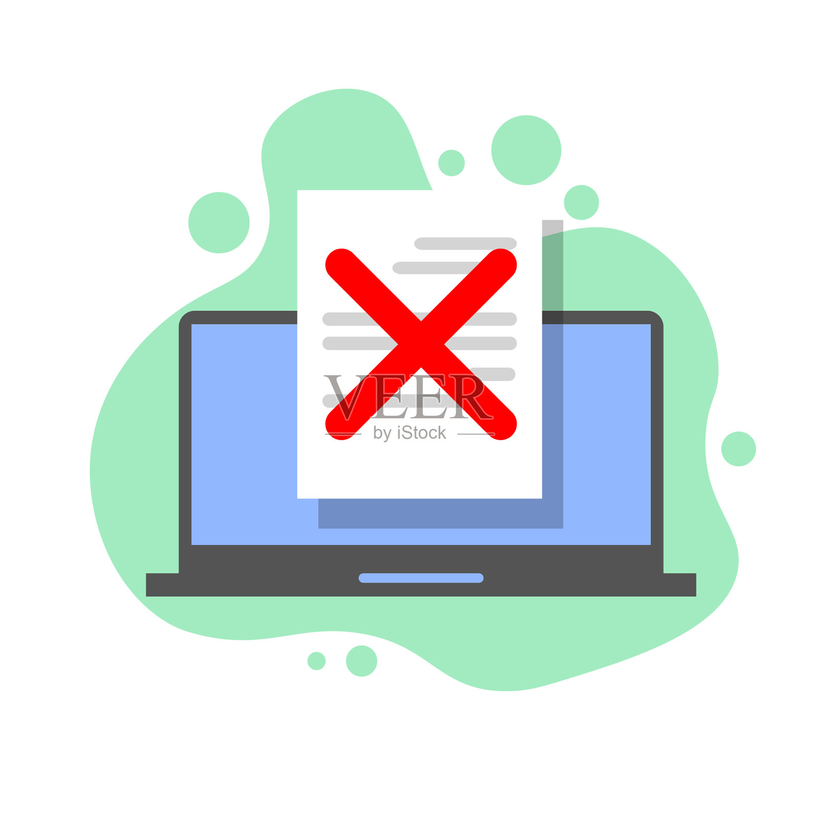 在线测试失败，笔记本电脑调查分数差插画图片素材