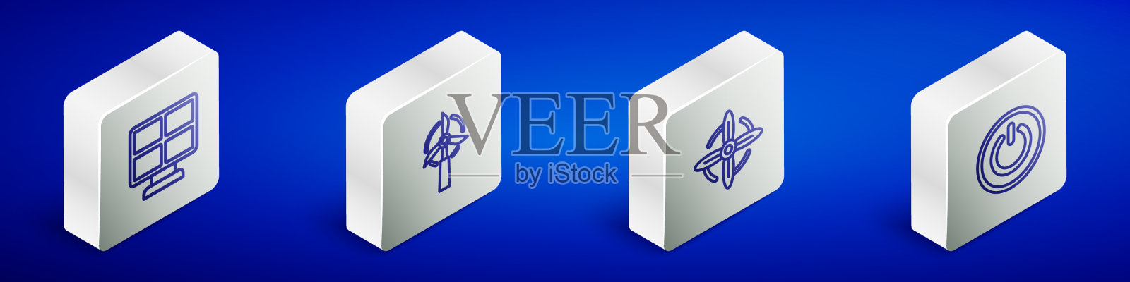 设置等距线太阳能板风能图标素材