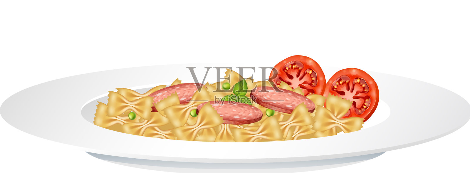 意大利面配意大利香肠和番茄设计元素图片