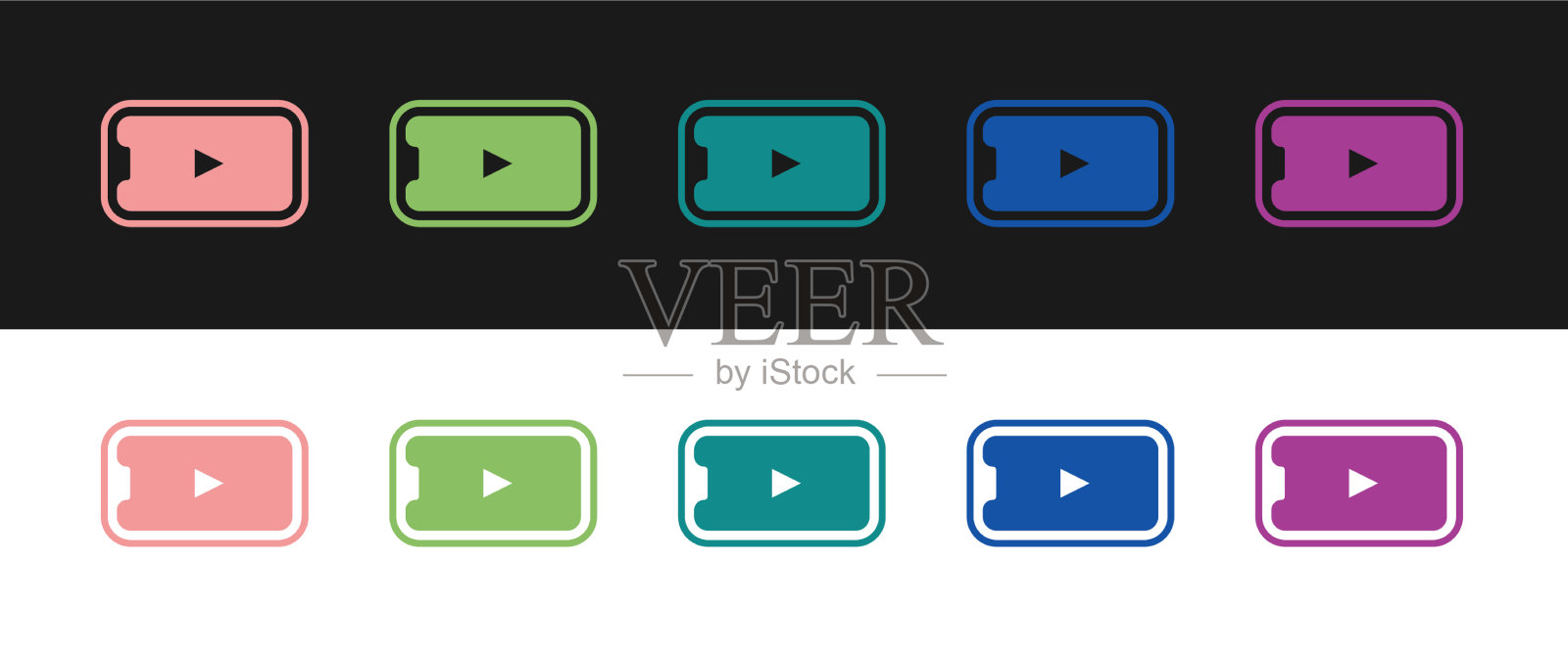 设置在线播放视频图标隔离在黑色和图标素材