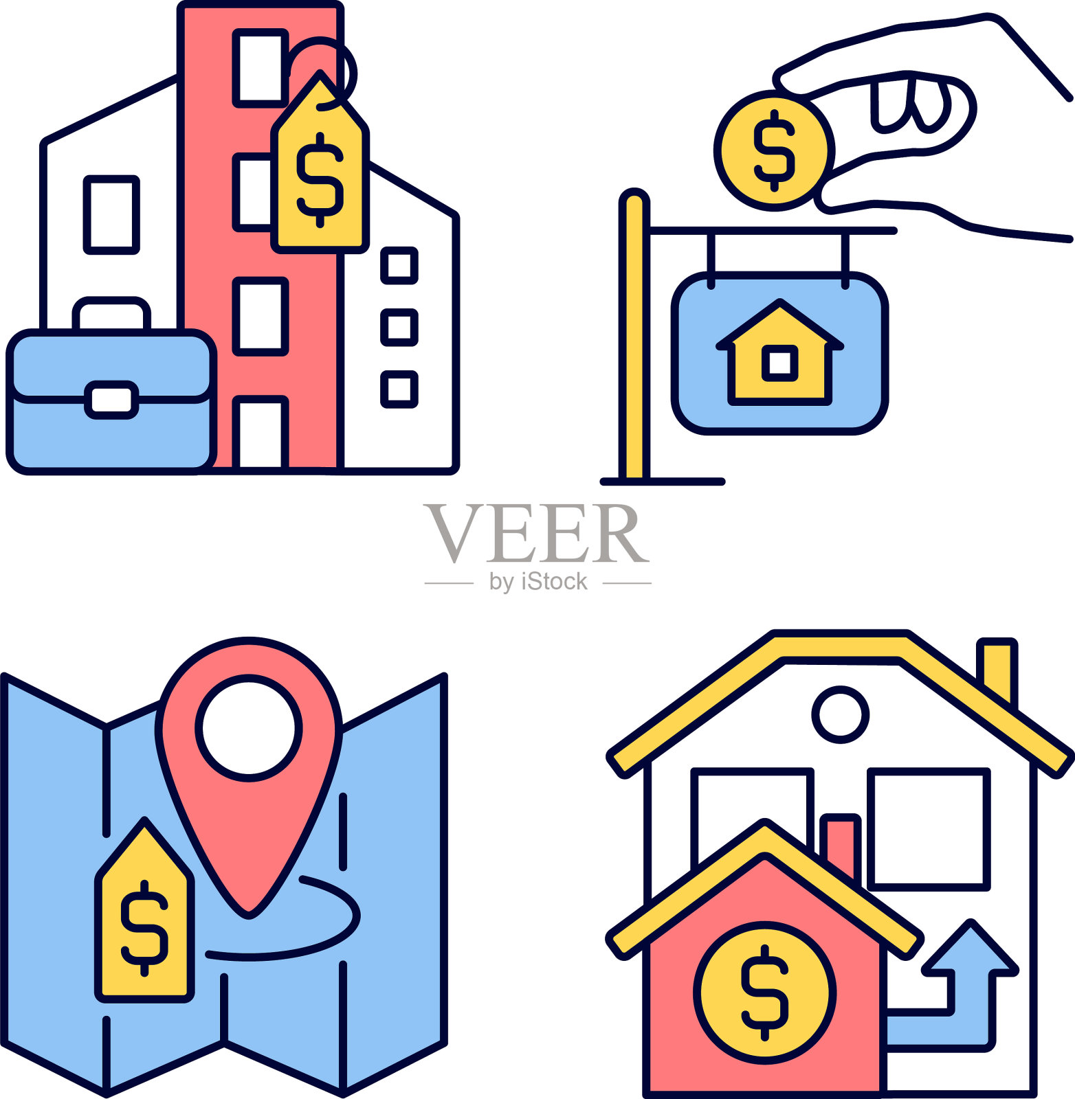 房地产购买类型RGB颜色图标设置图标素材