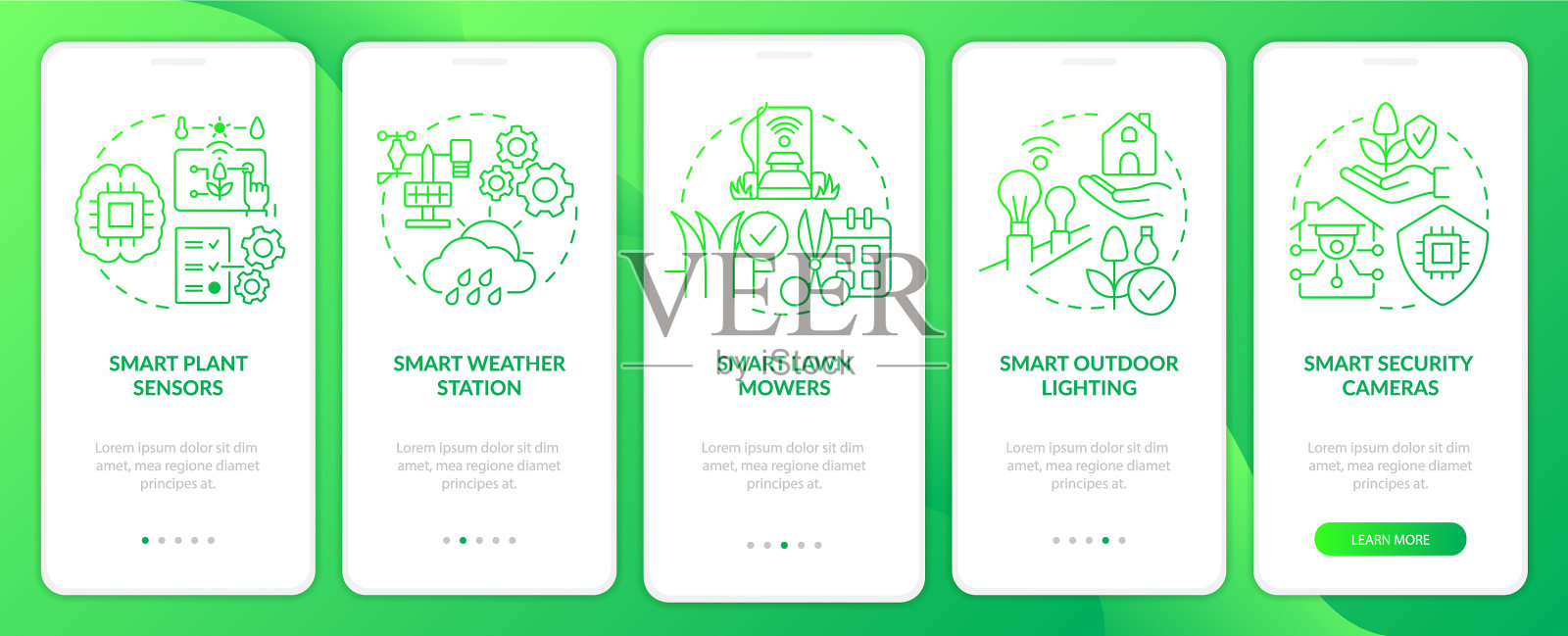 智能农业绿色梯度登机插画图片素材