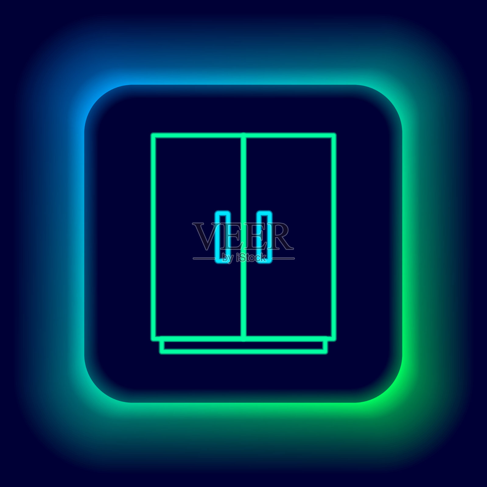 发光的霓虹灯线衣柜图标孤立在黑色插画图片素材