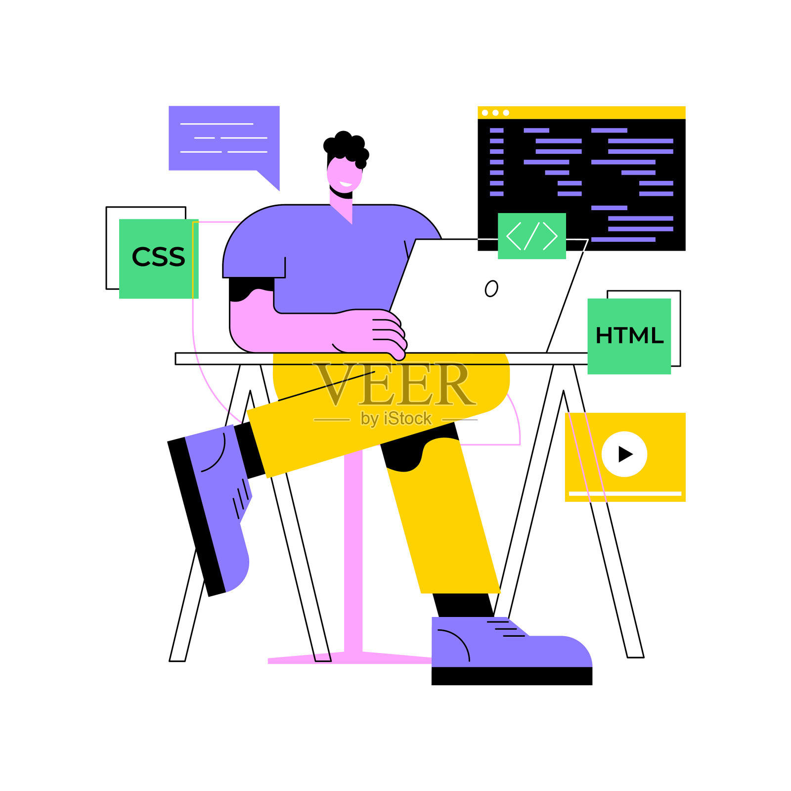 Web开发抽象概念设计元素图片