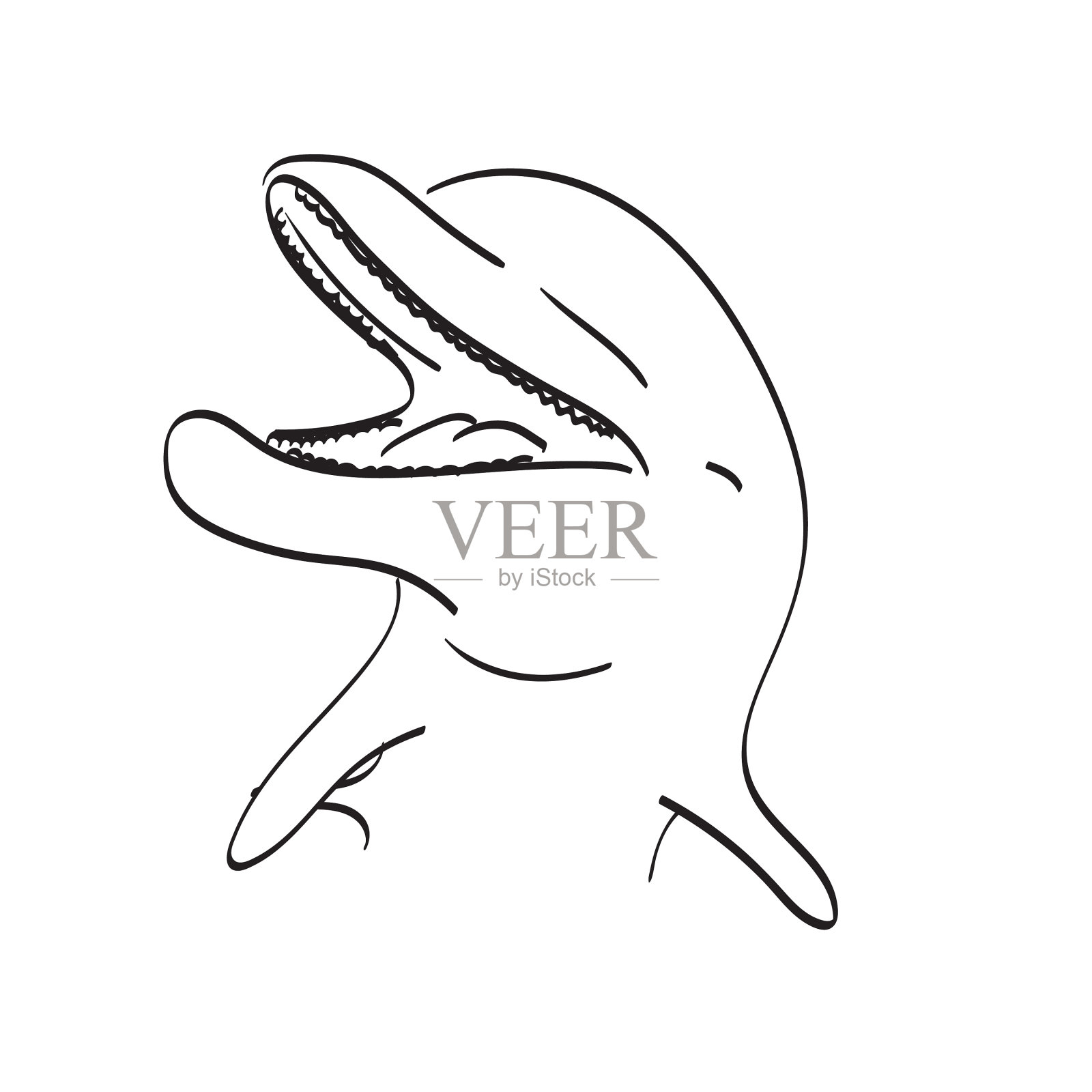 特写微笑海豚手绘设计元素图片