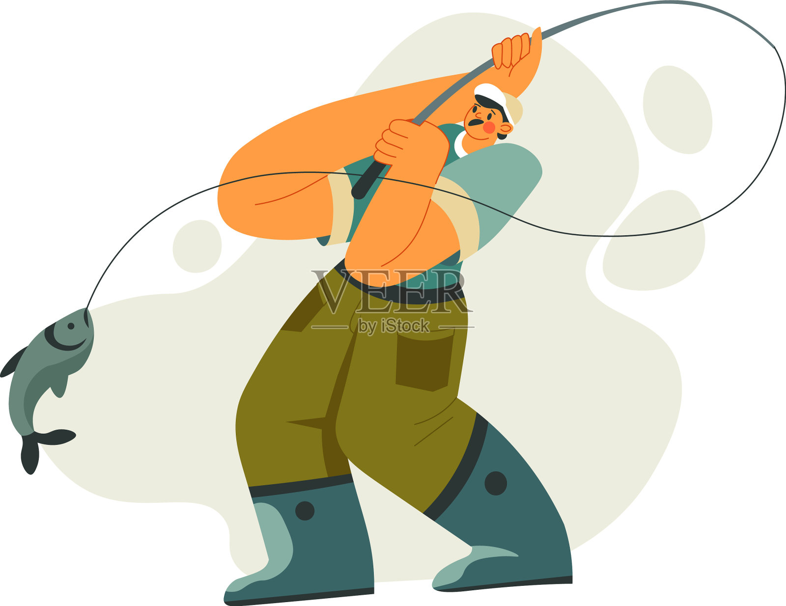 用鱼竿钓鱼的人的爱好设计元素图片