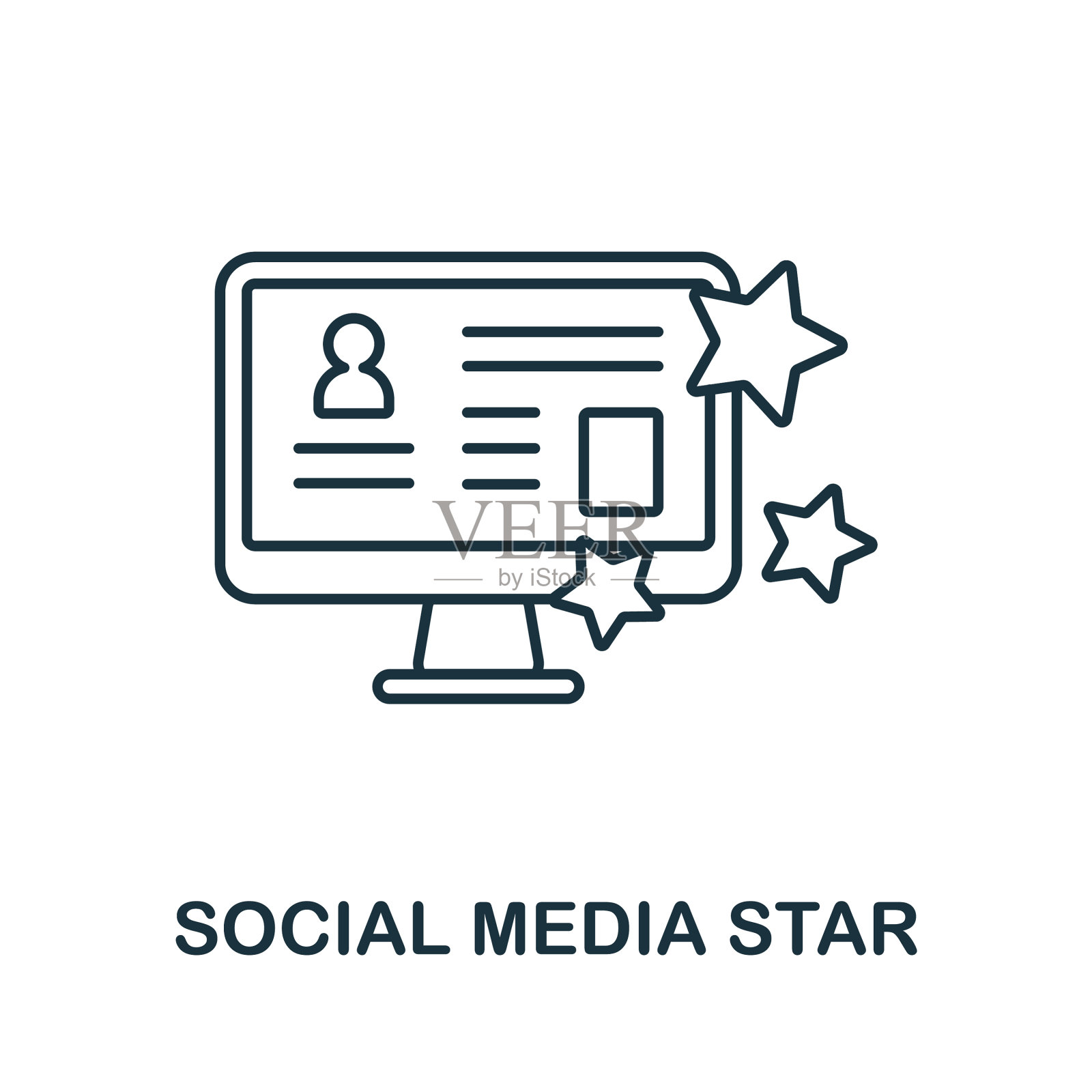 社交媒体明星图标线元素来自社交图标素材