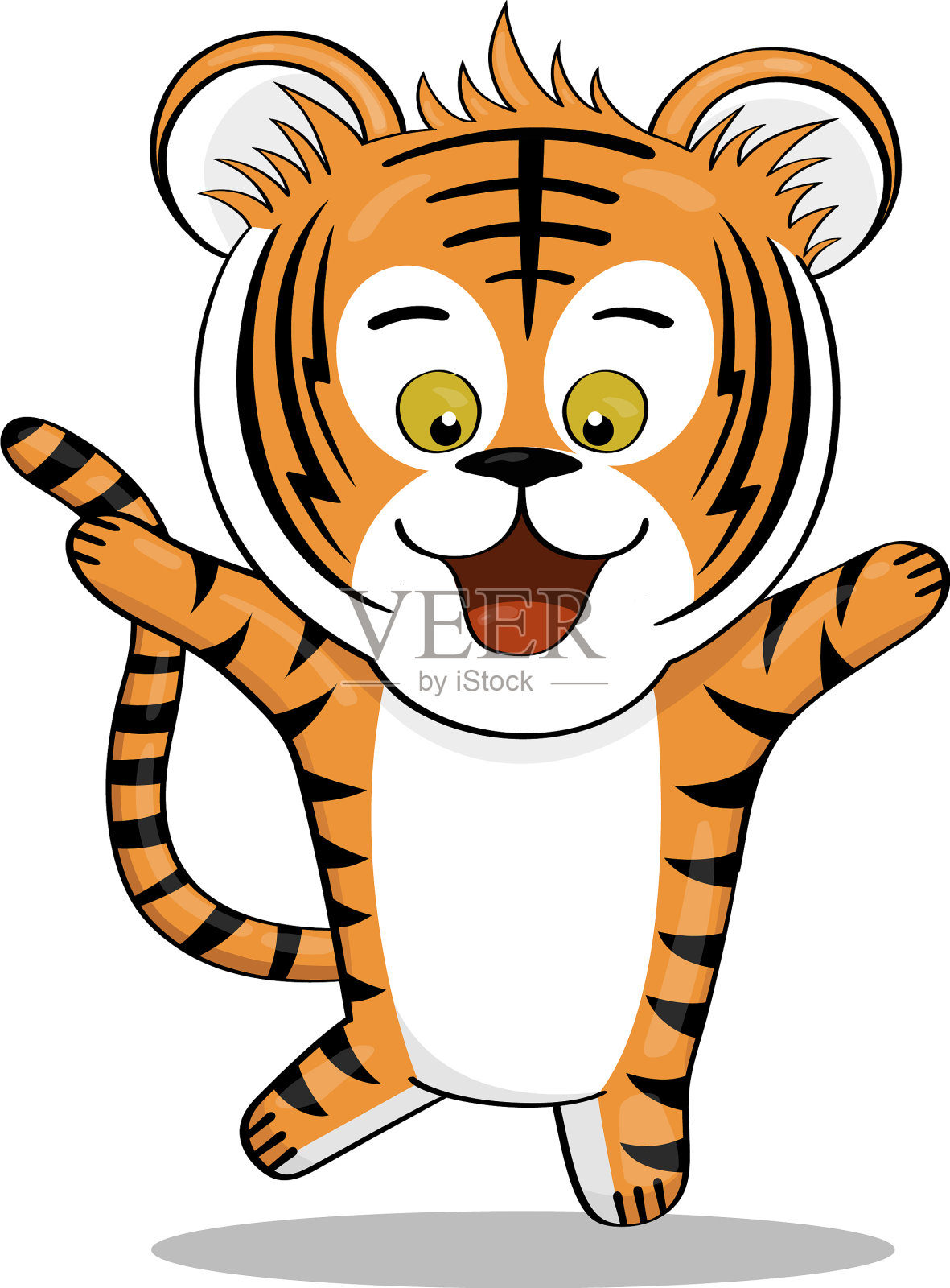 卡通老虎贴纸插画图片素材