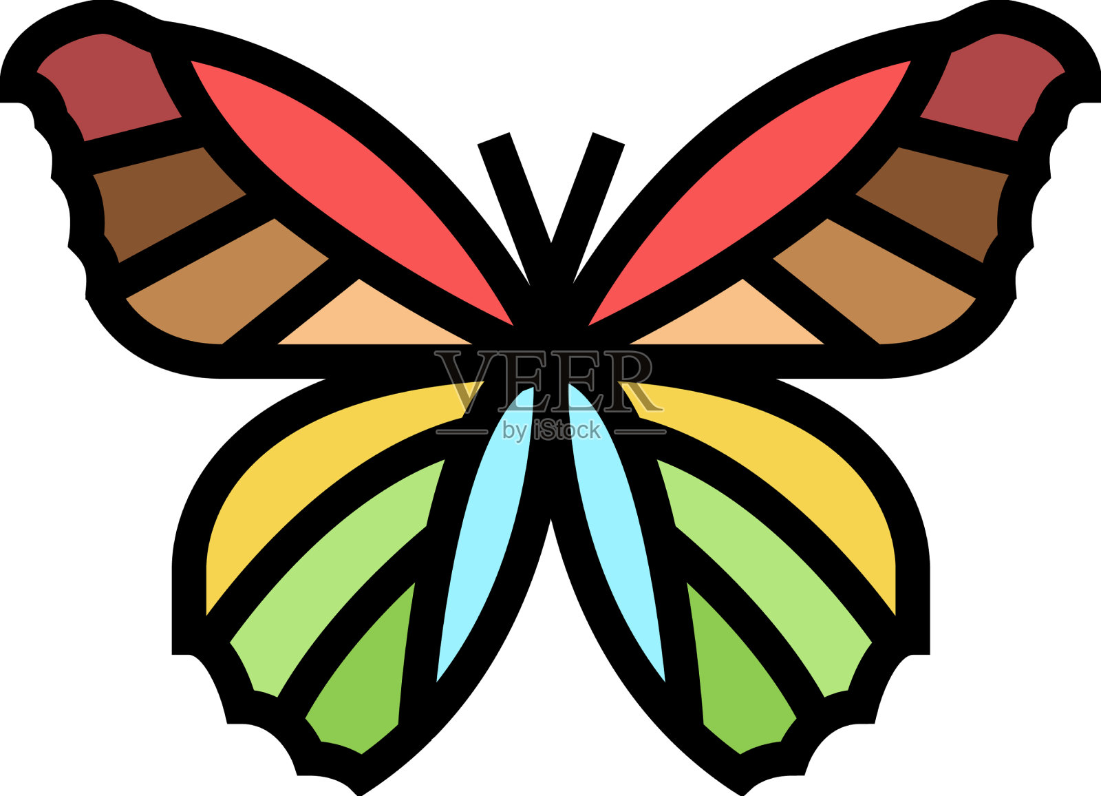 蝴蝶昆虫彩色图标设计元素图片