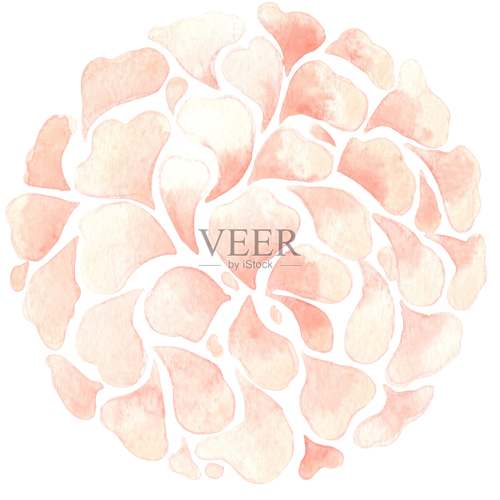 甜蜜的粉红色花瓣水彩花环装饰在情人节和婚礼事件。插画图片素材