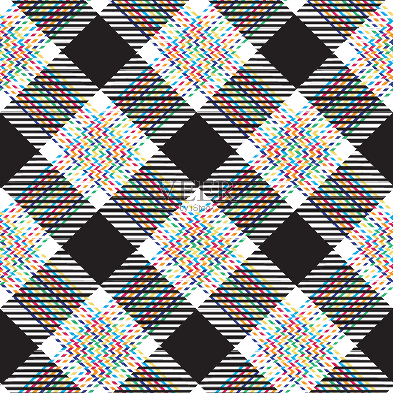 彩虹斜纹格纹无缝插画图片素材