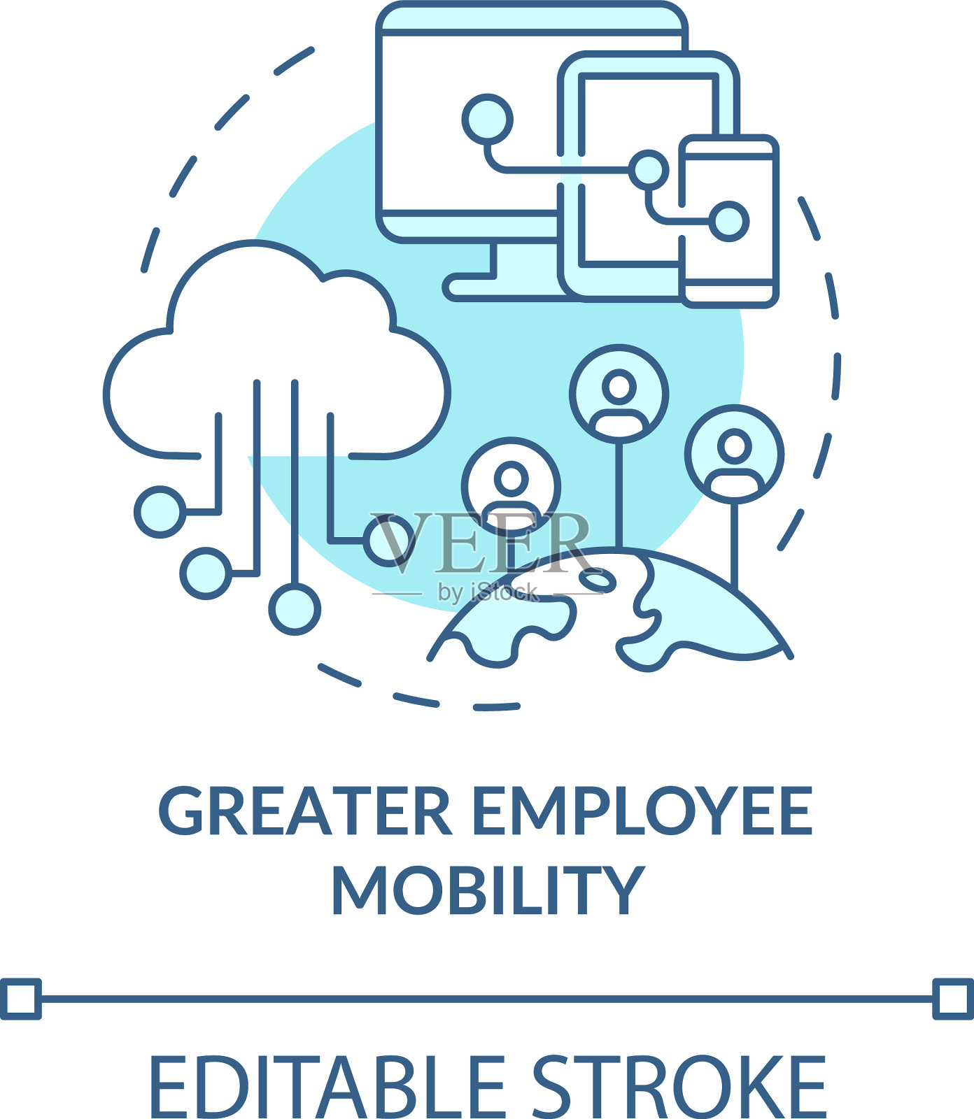 更大的员工流动性绿松石概念图标插画图片素材