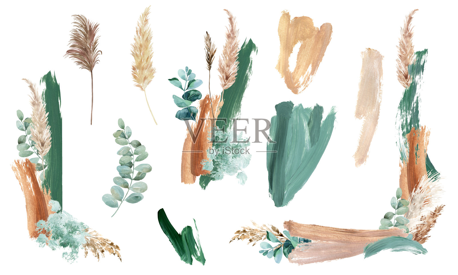 水彩集插画图片素材