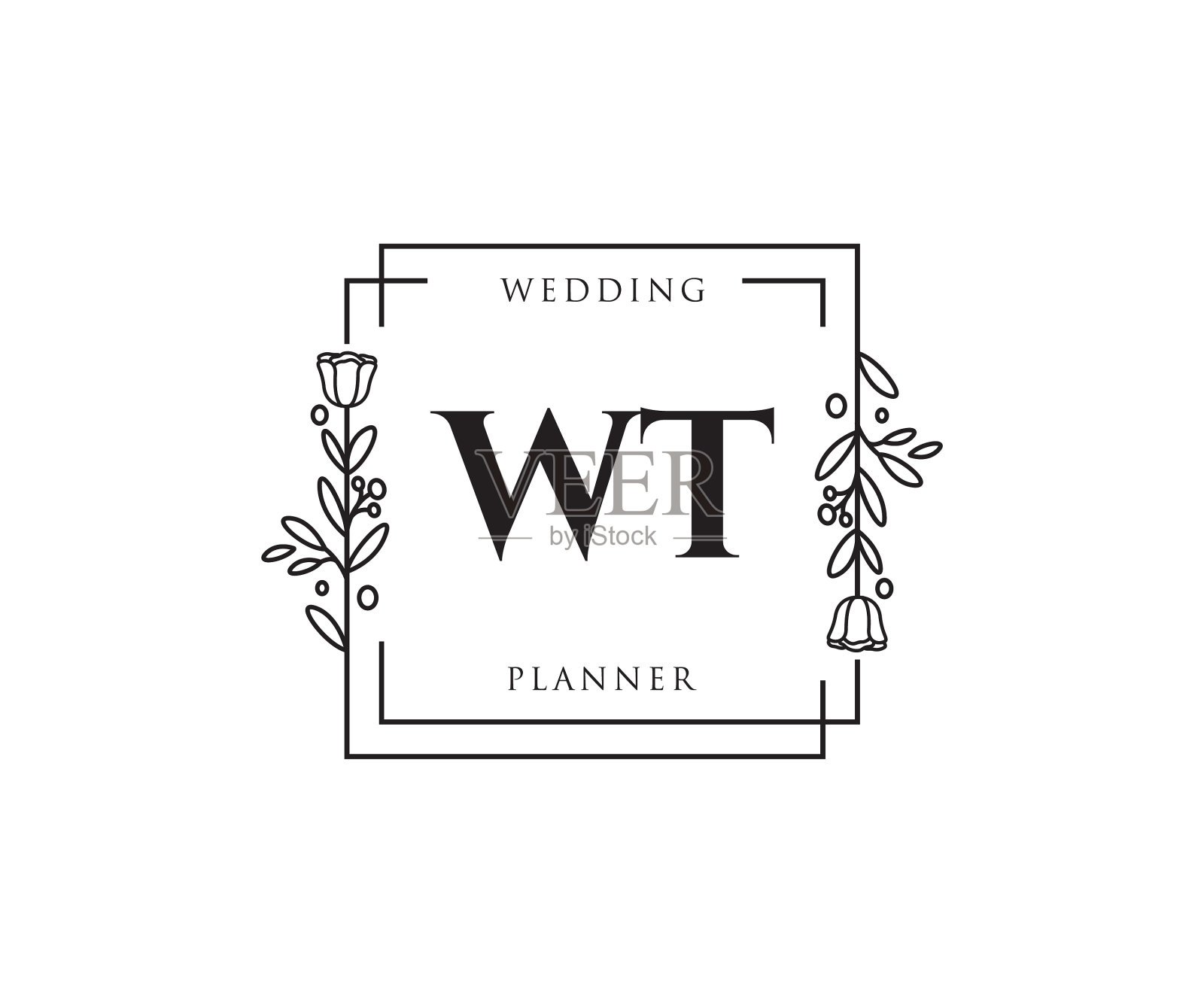 初始wt女性标志可用的自然沙龙插画图片素材