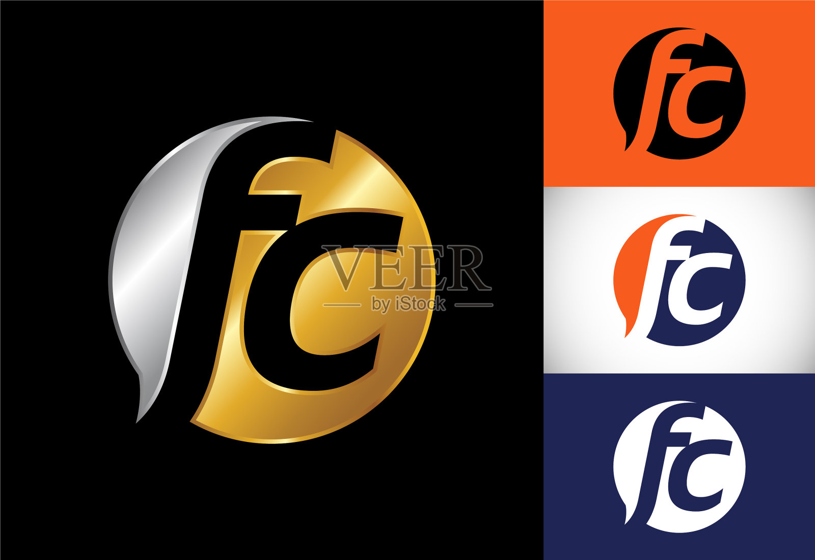 首字母f c标志设计图形字母表插画图片素材