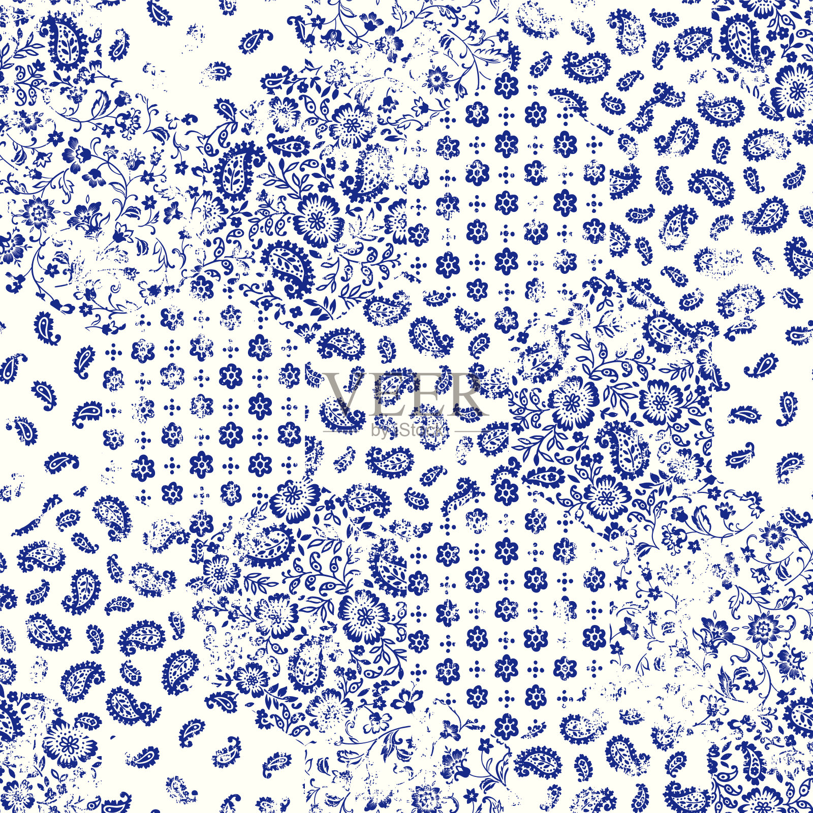 印花棉布的图案被做成无缝的拼接，插画图片素材