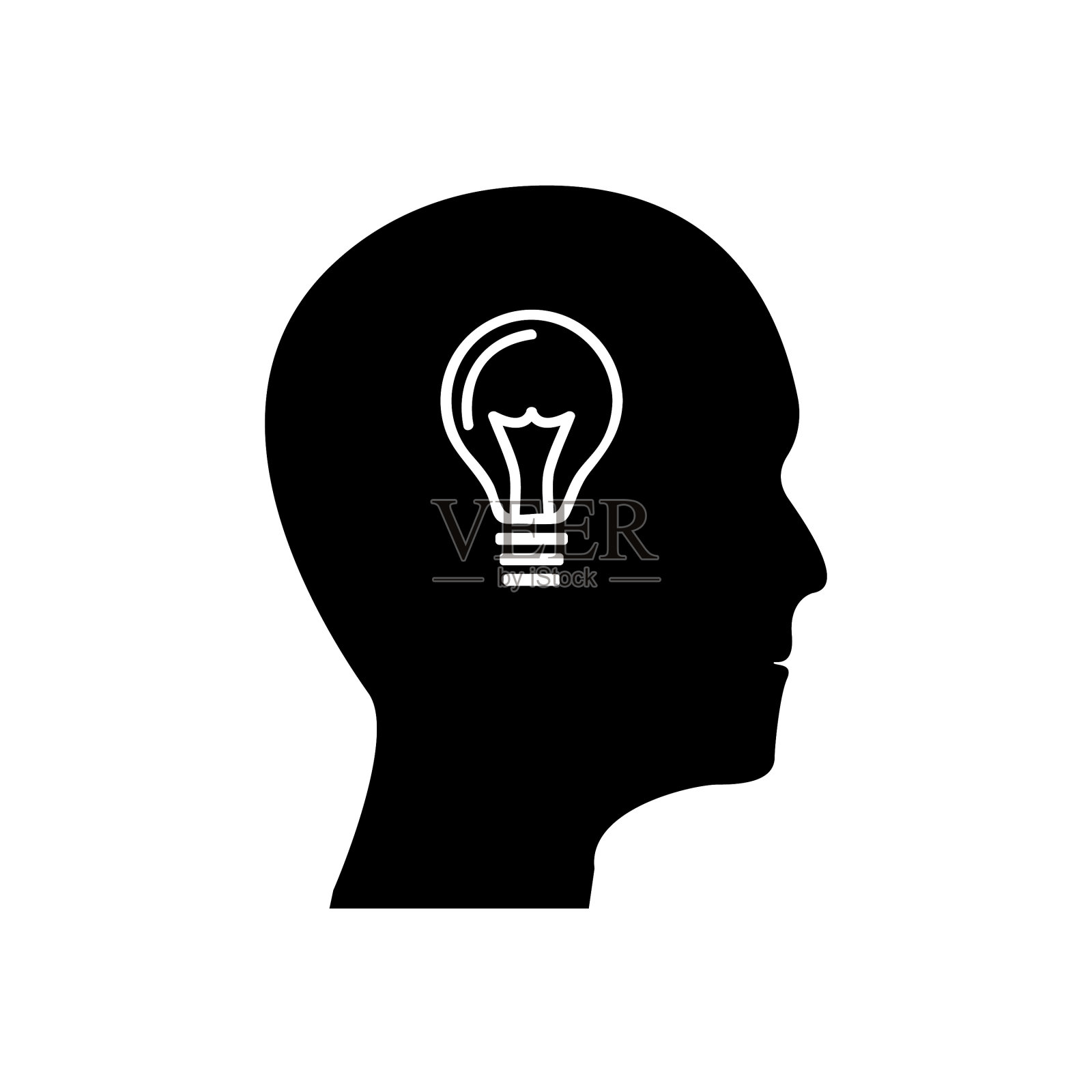 头部想法图标固体象形孤立在白色设计元素图片