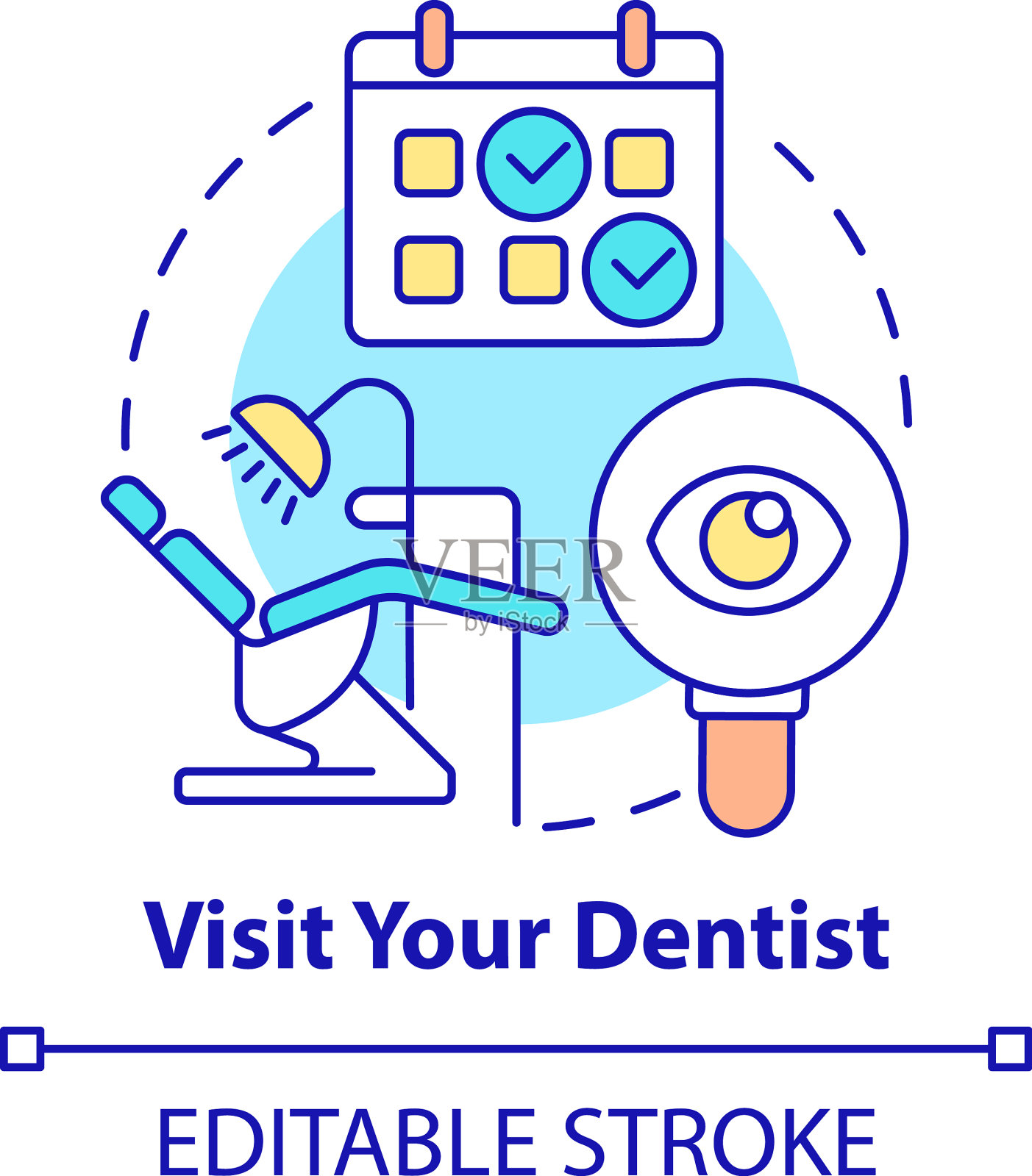 拜访牙医概念图标插画图片素材