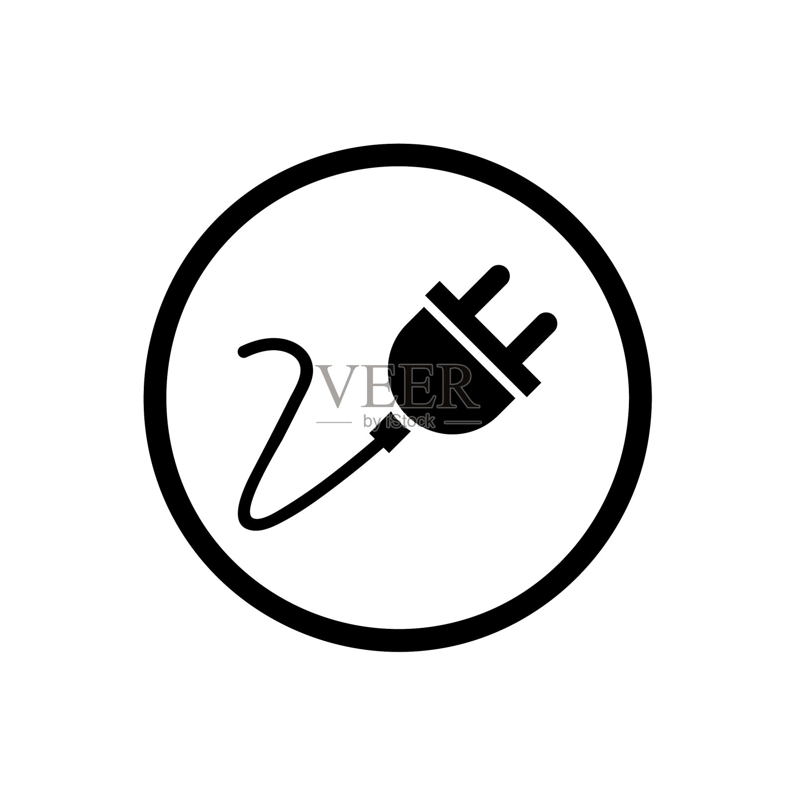 电插头网平面图标在白色背景图标素材