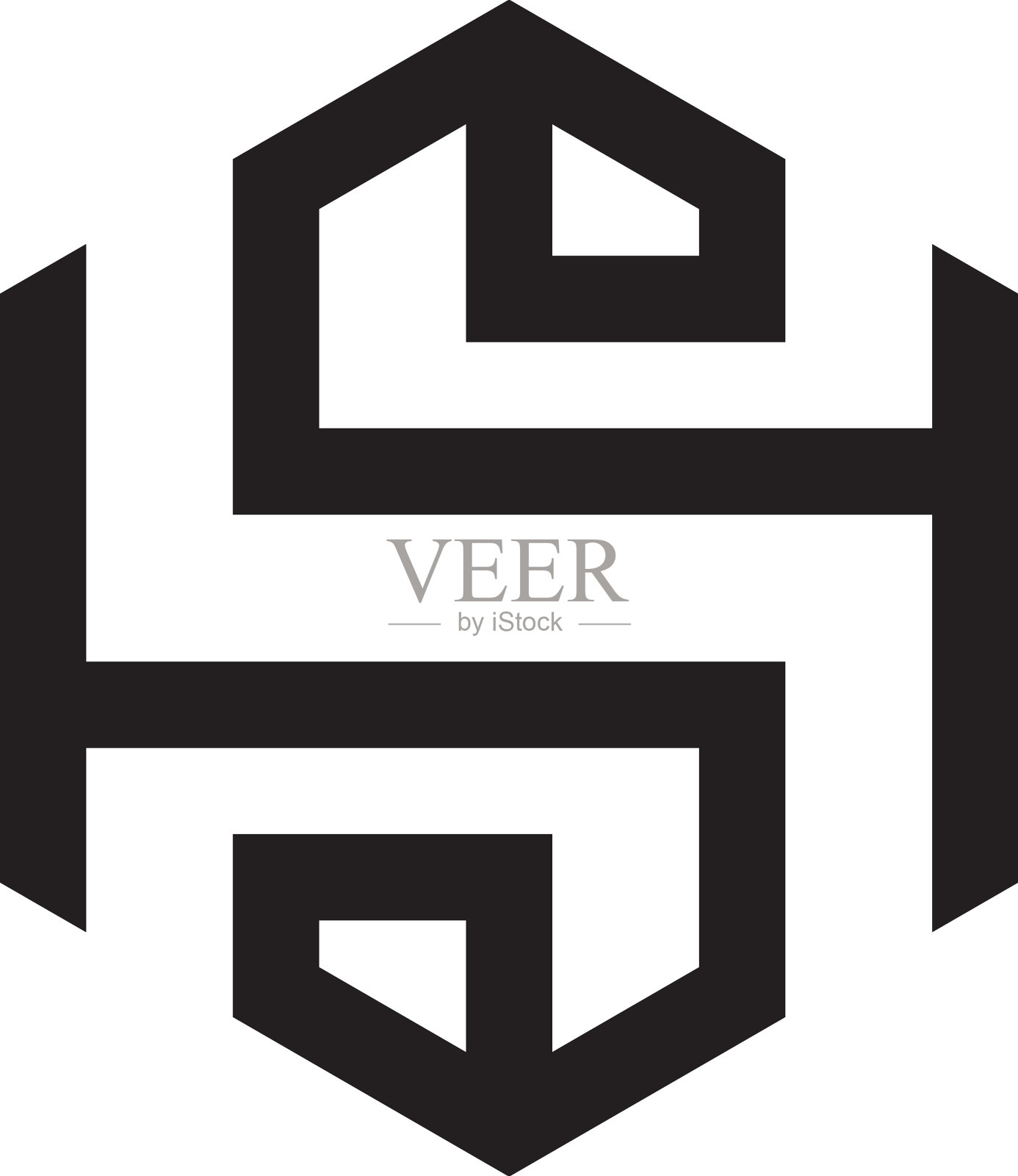 Sh或hs的首字母标志设计字母组合设计元素图片