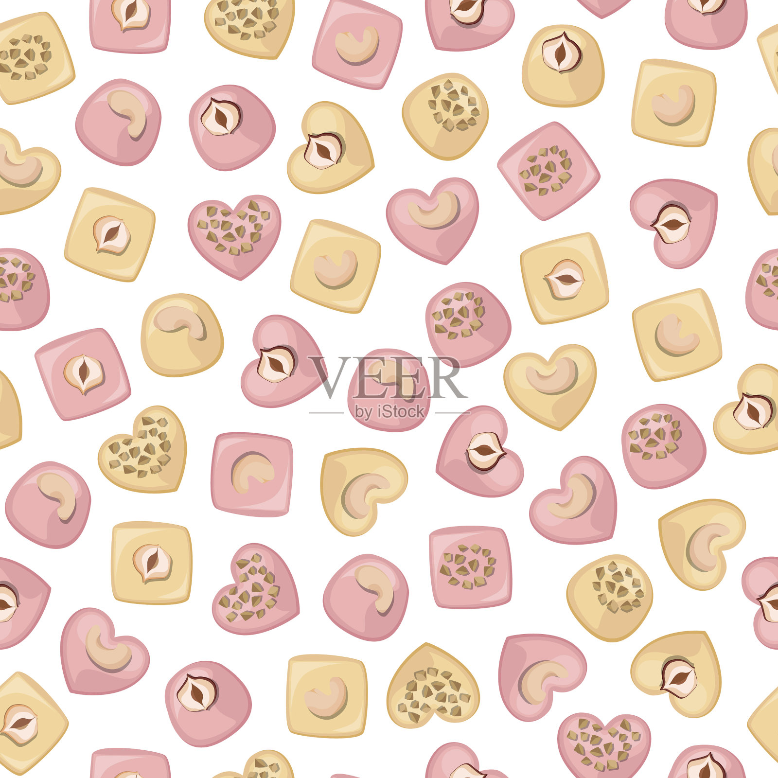 图案是白色和粉红色的巧克力糖果插画图片素材