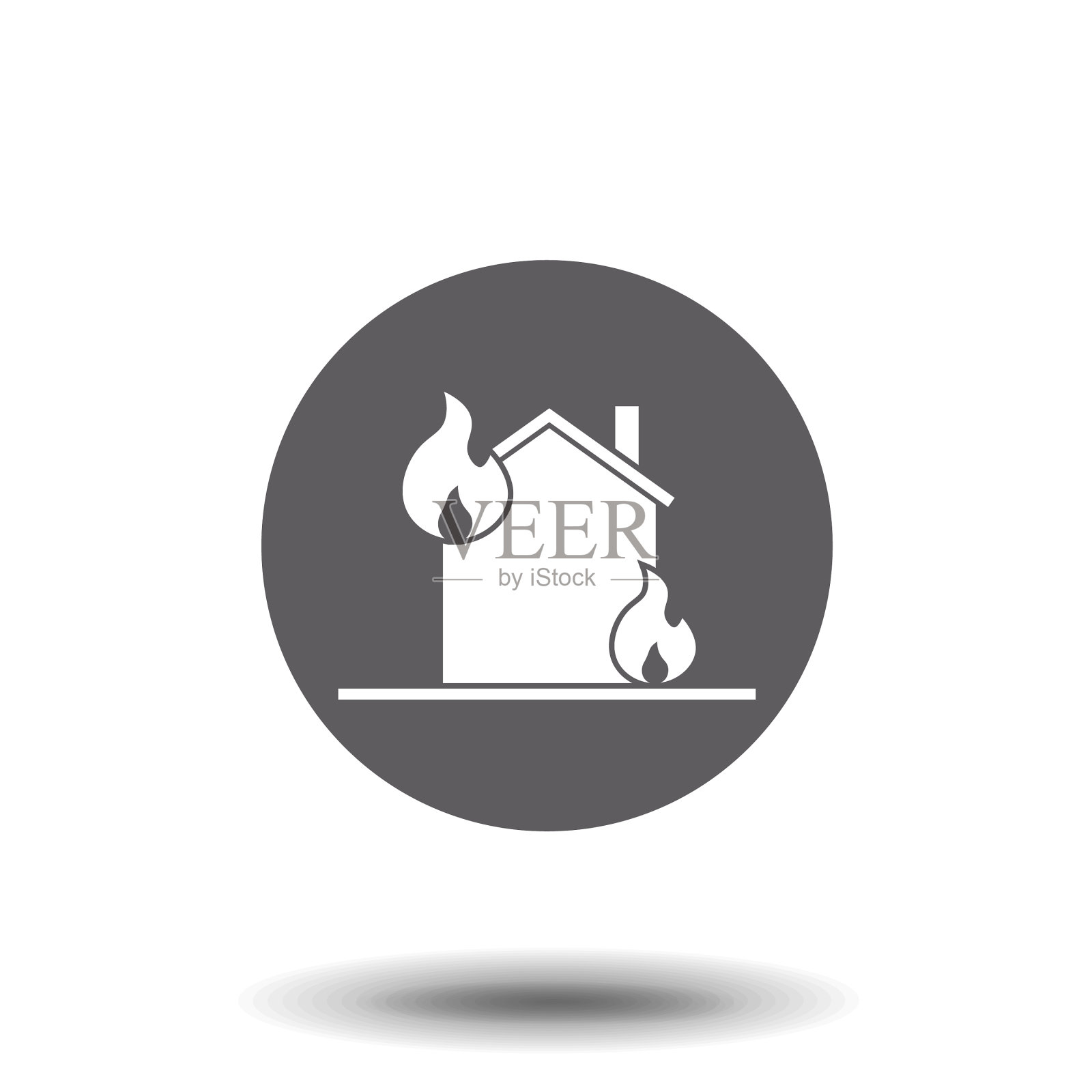 火在房子的图标孤立在白色设计元素图片