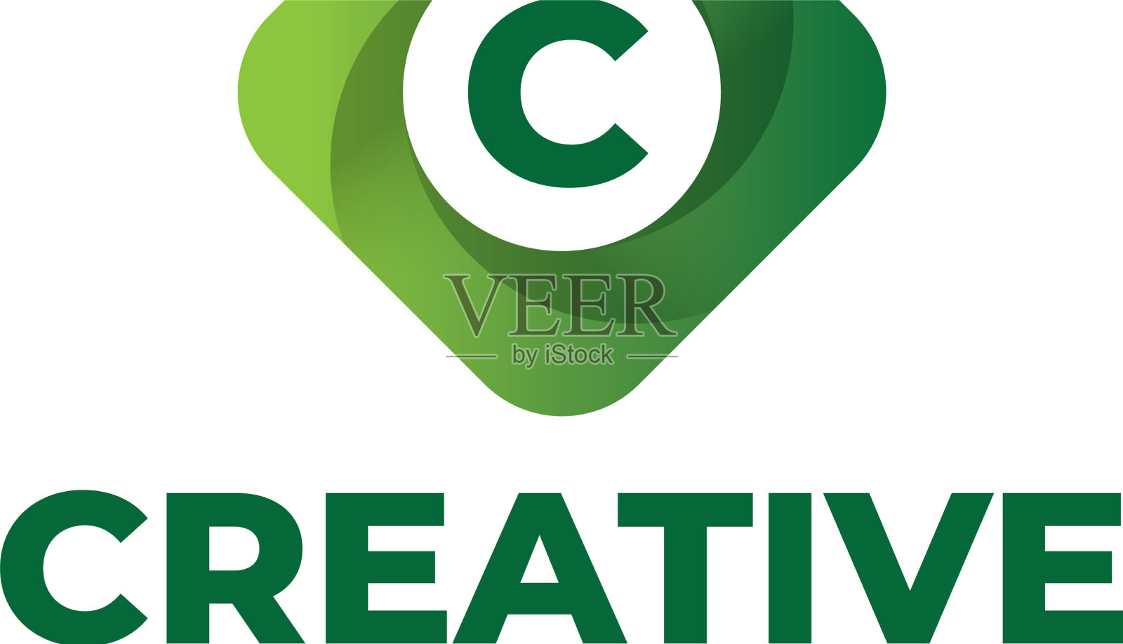 字母c标志设计与简单的梯度风格插画图片素材