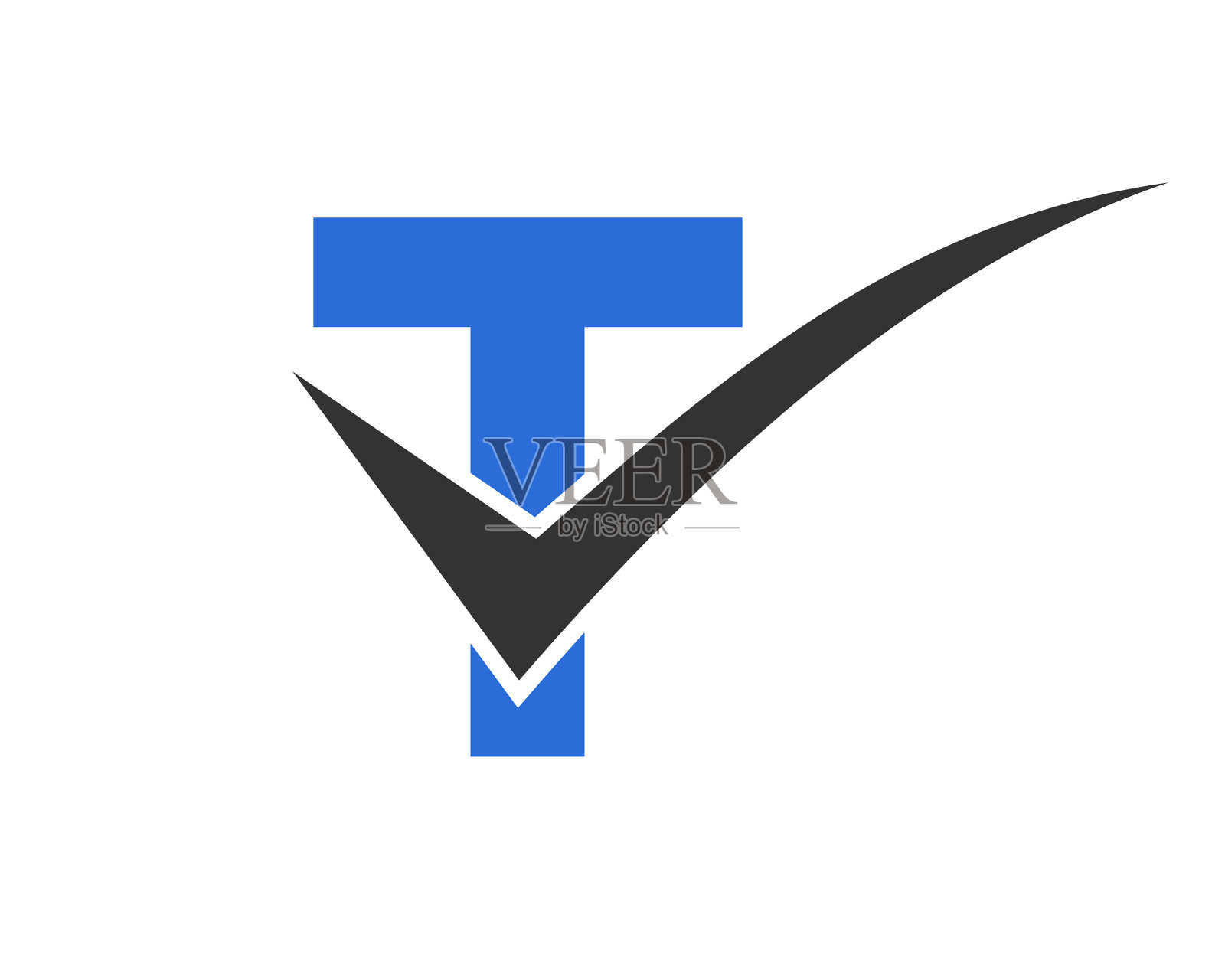 Checkmark logo上的字母t模板字母t插画图片素材