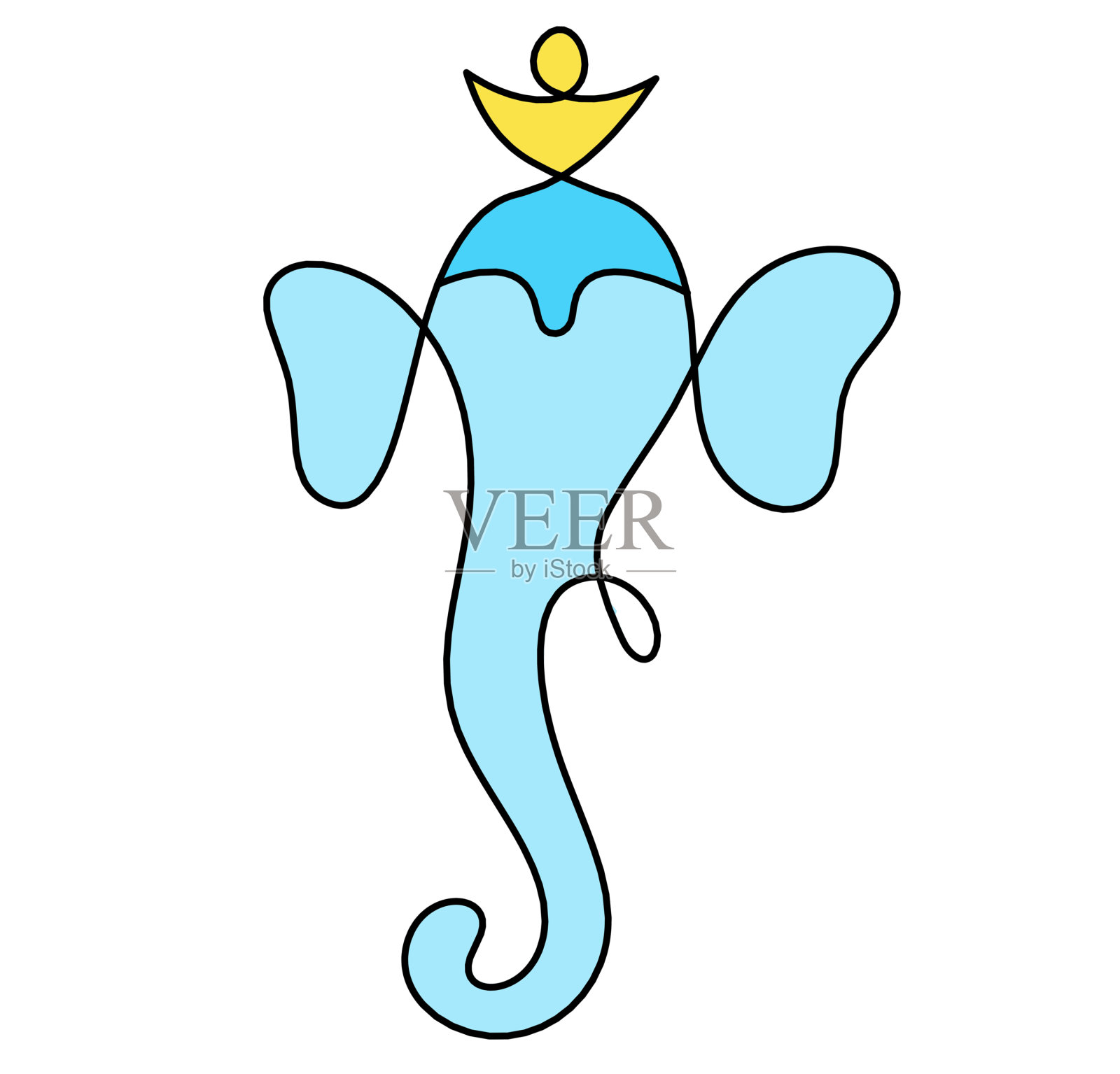 象头神的彩色剪影作为线条画设计元素图片