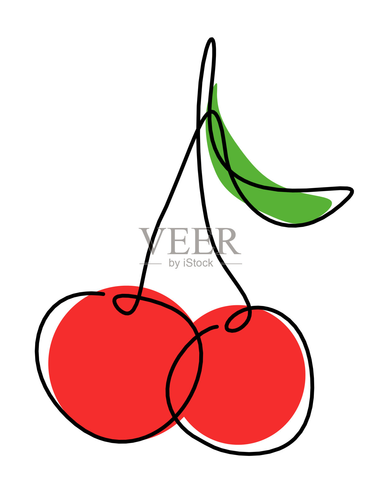 画线颜色樱桃在白色的背景设计元素图片