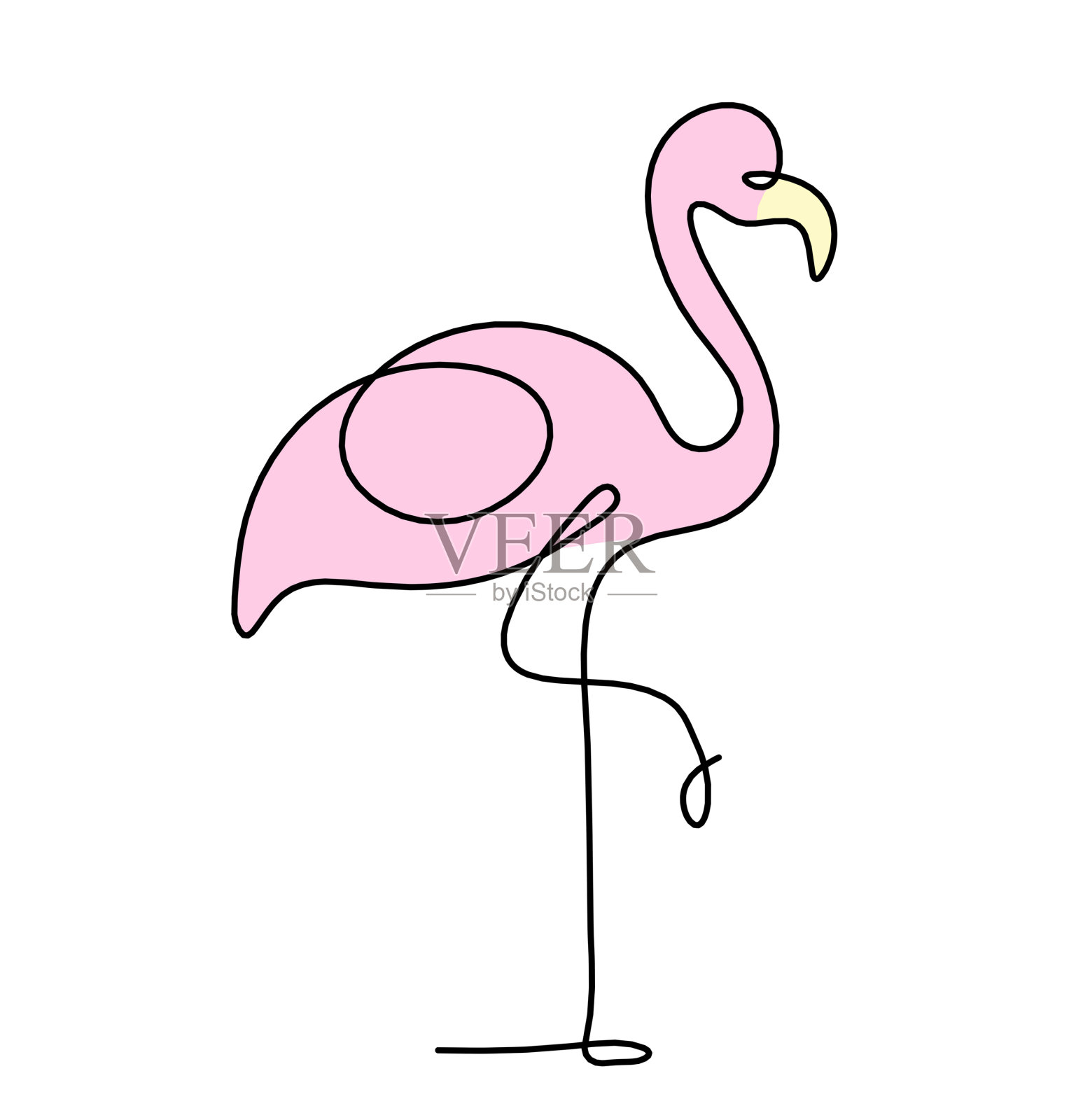 以火烈鸟为线条的抽象色彩剪影设计元素图片