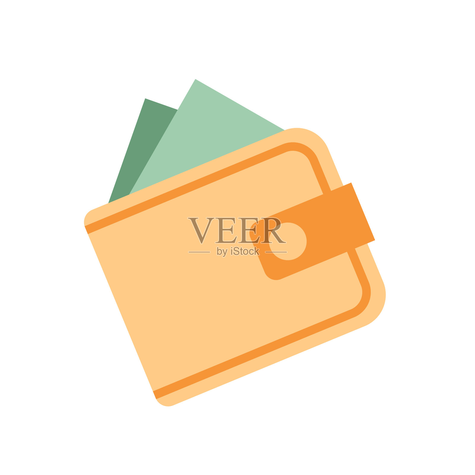 钱包里有绿色纸币，现金。插画图片素材