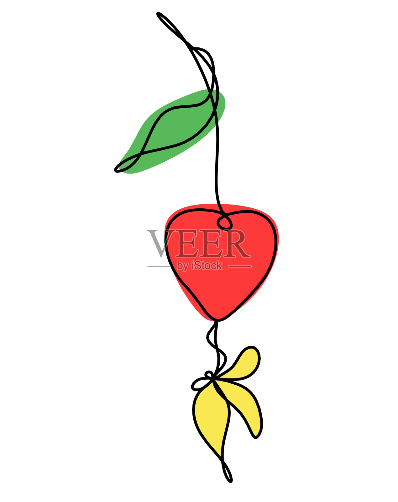 画线颜色樱桃与蝴蝶上设计元素图片