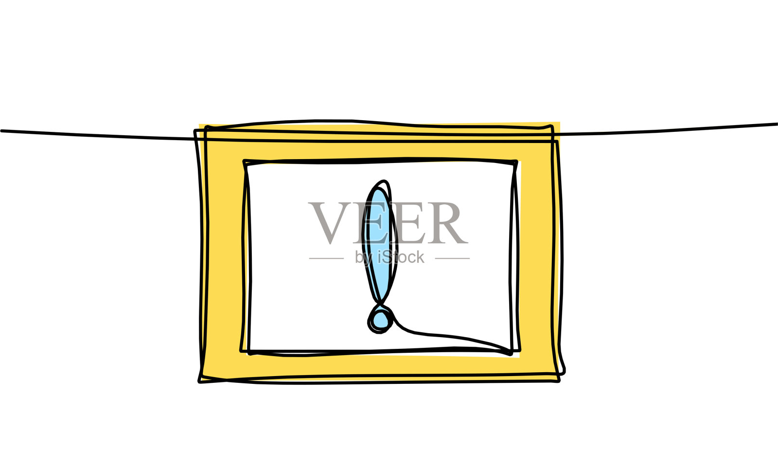 带有感叹号的抽象彩色画框设计元素图片