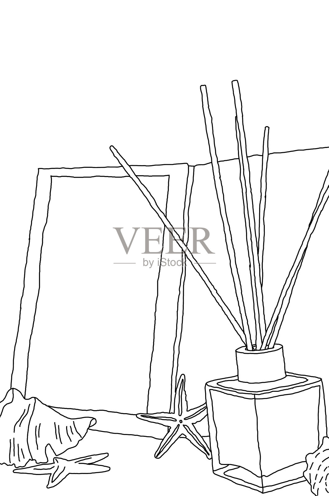 描绘香气扩散器和海星插画图片素材