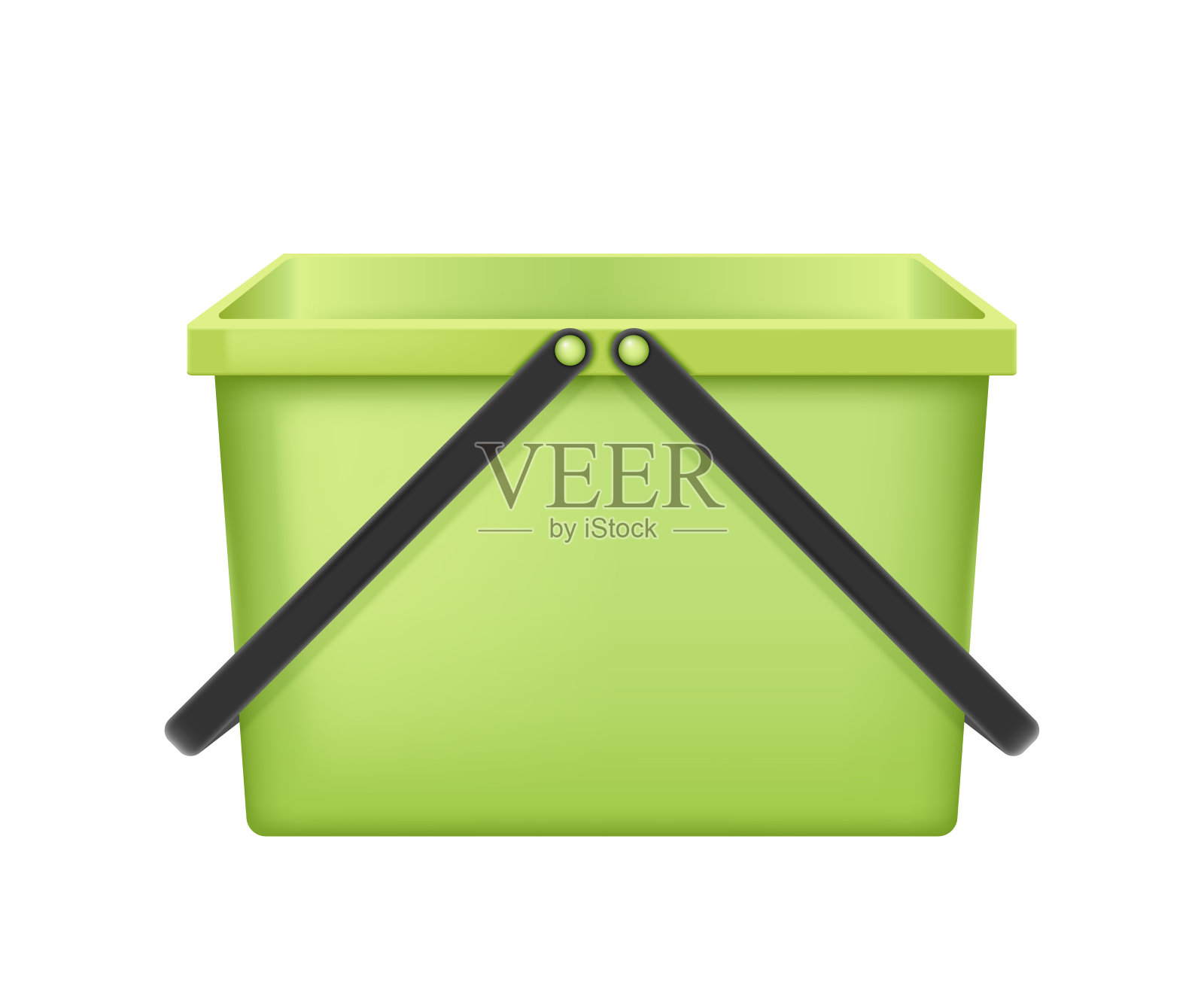 逼真的塑料桶，用于家庭清洁和家庭洗涤。3d桶和容器手柄插画图片素材