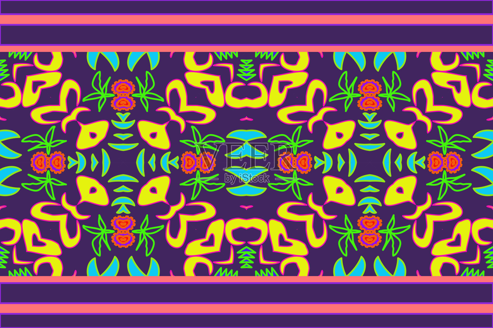 民族条纹的装饰具有丰富多彩的风格，布艺设计插画图片素材