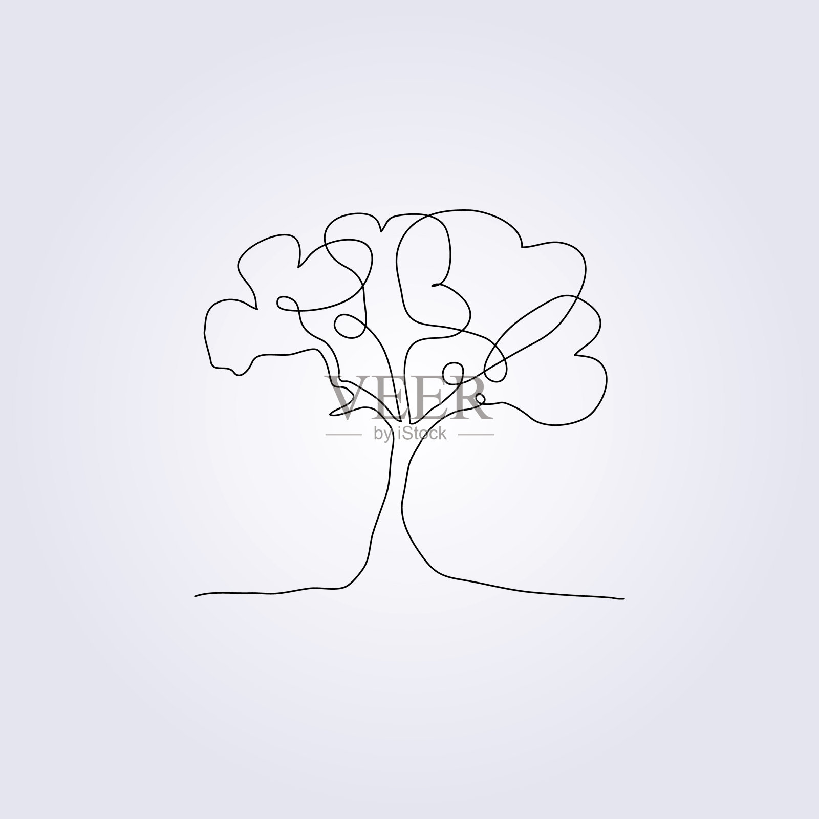 绘制树线连续矢量插图图标符号标志模板背景设计插画图片素材