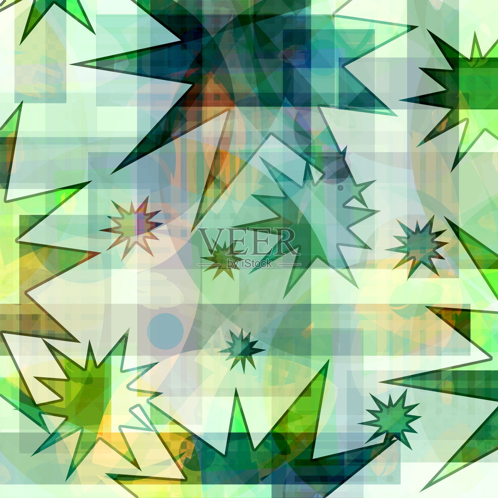 现代风格的几何抽象绿色背景插画图片素材