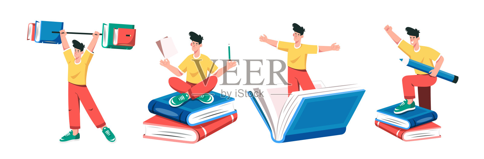 人的书。字符集插画图片素材