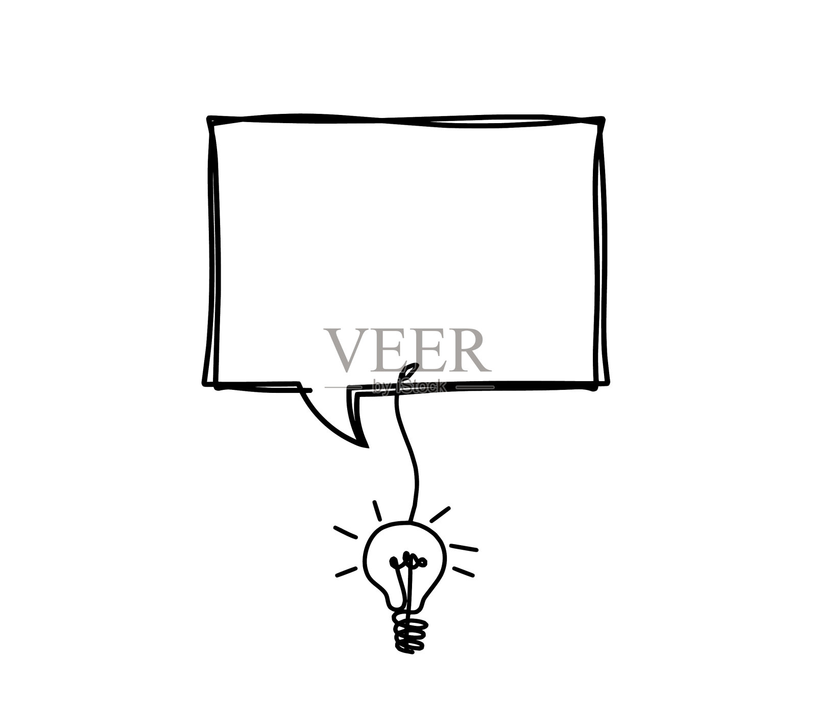用灯泡作为白色线条进行注释插画图片素材