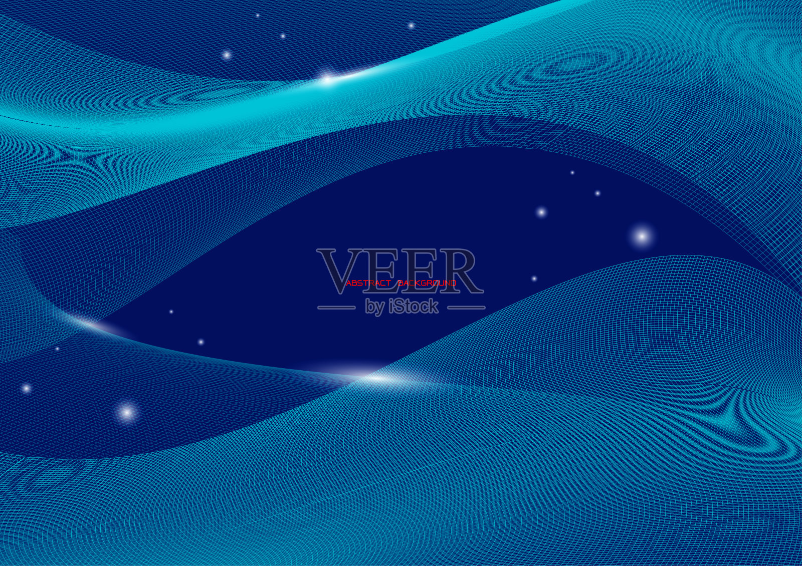 网波运动与蓝色背景，抽象背景，现代模板插画图片素材