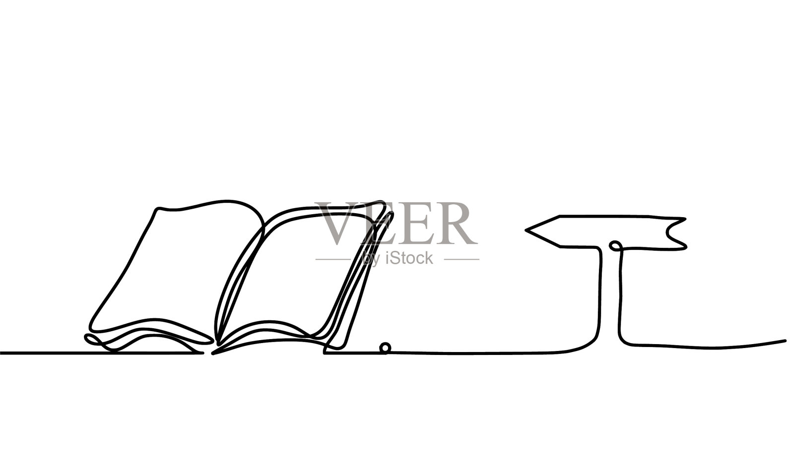 抽象书以箭头为线画在白色上设计元素图片